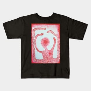 anxiety and fear red watercolor drawing Kids T-Shirt